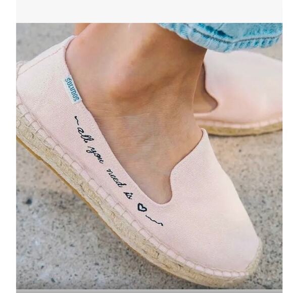 NWOT SOLUDOS all you need is love Espadrille flat sz: 7.5 - Picture 2 of 6